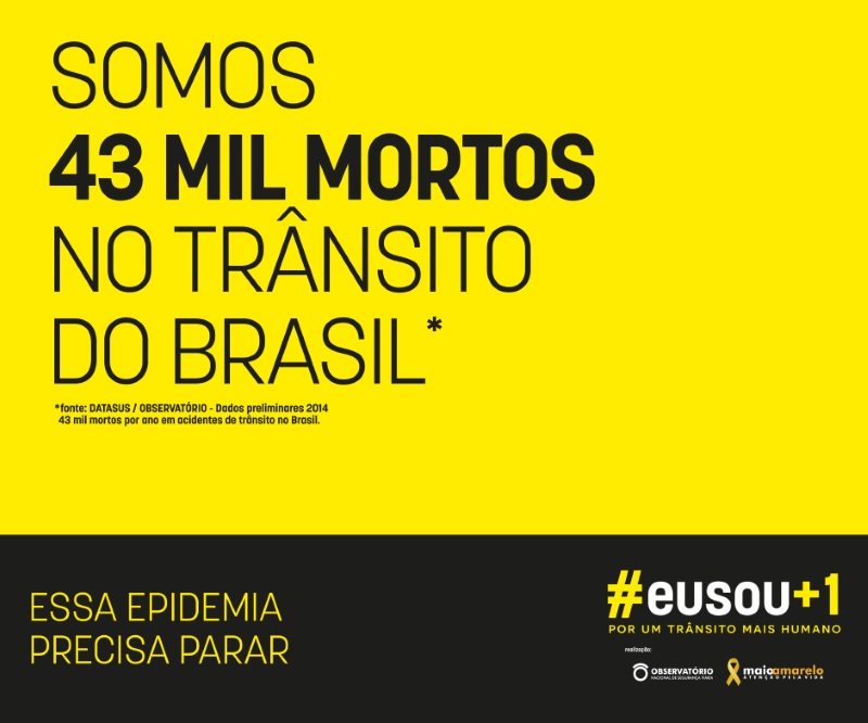 Maio Amarelo lança campanha #sou+um por um trânsito mais humano