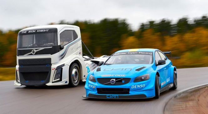 Vídeo da Volvo mostra embate entre caminhão de 2 mil cv e carro de corrida