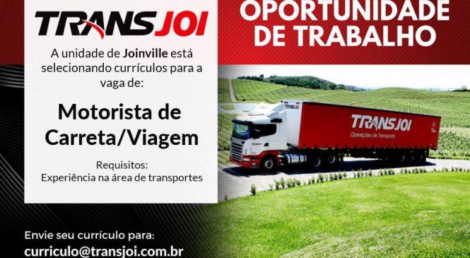 Transjoi de Joinville contrata motorista de viagem, categoria E