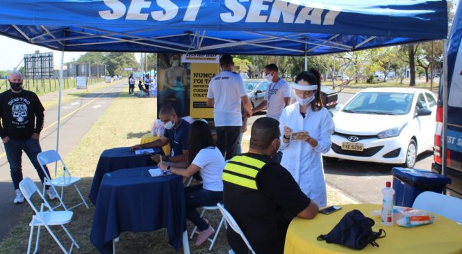 SEST SENAT realiza ações de conscientização sobre o trânsito e testagem da Covid-19