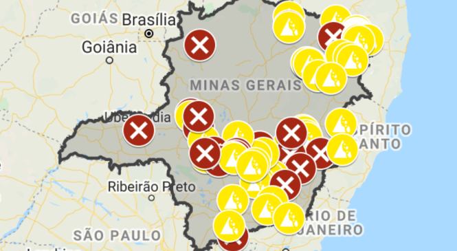 Minas Gerais registra pontos de interdição nas rodovias devido às chuvas