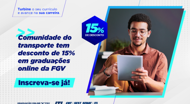 Comunidade do transporte tem desconto de 15% em graduações online da FGV